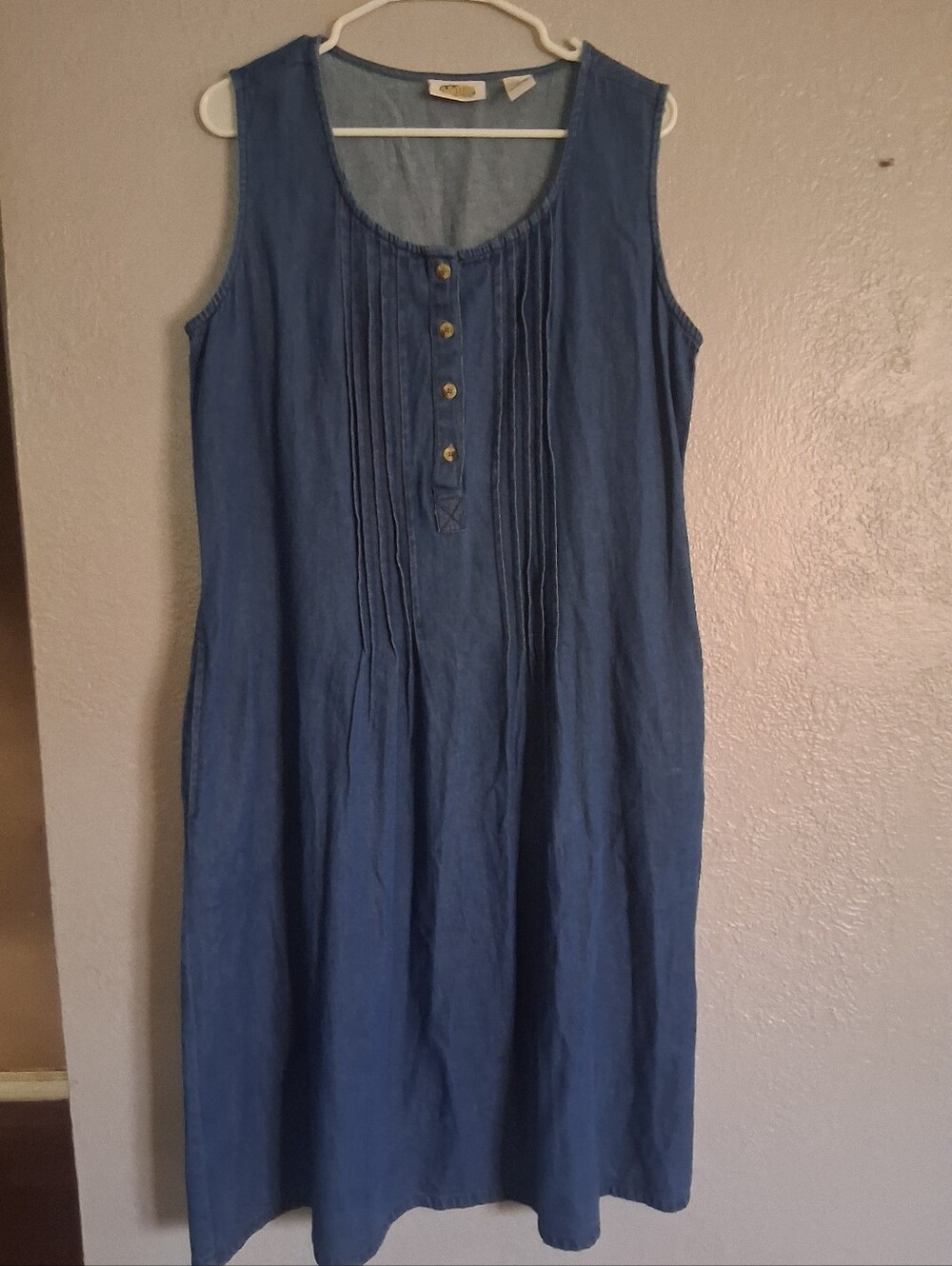 Collection Etc. Vintage Denim Chambray Midi Dress 100% Cotton Made In India L